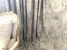 Rideaux créateur lin COTTAGECORE choux roses EA W105." Paire de 2 D113" B/OUT