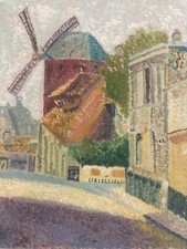 Belle peinture 1950 moulin - peinture,