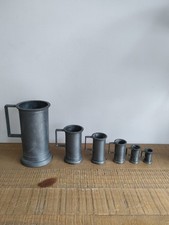 Ancienne Série De 6 Mesures En Étain - Choppes - Vintage 