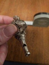 Rare hochet sifflet argent grelot cloches epoque