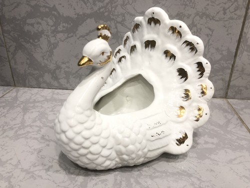 Paon céramique blanc et - paon, en