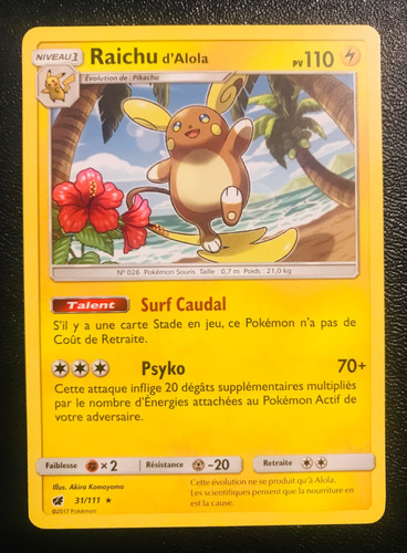 Carte pokemon raichu - raichu, d'alola