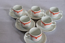 Lot 6 Tasses à Café moka expresso opaline Rivanel France , orange , blanche