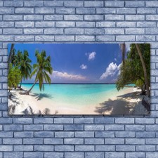 Impression sur verre Image Tableau 140x70 Paysage Mer Plage Palmiers