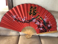 Grand éventail rouge Chine de décoration