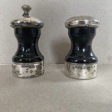 Moulin À Poivre & Salière Bois Et Metal Argenté Peugeot Palace France Vintage