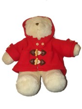 Peluche ours manteau rouge France Loisirs 36 cm