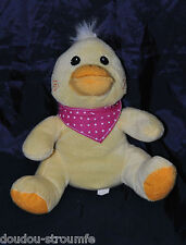 ?Peluche Doudou Canard Jaune FIZZY Distribution Bandana Rose Pois Blanc 20 Cm