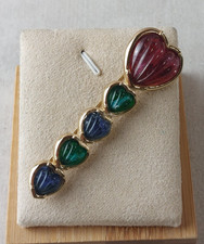 Ancienne broche en métal doré, multicouleur, Grossé, vintage