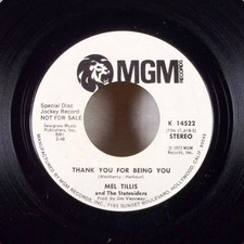 Mel Tillis Thank You for Being You 7" 45 MGM Promo WLP dj + sleeve M-