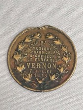 ANCIENNE PETITE MEDAILLE SOUVENIR DE CONCOURS DE MUSIQUE D'HARMONIE VERNON 1878