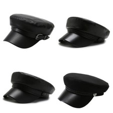 Casquette femme cuir PU visière béret boulanger garçon newsboy bonnet réglable