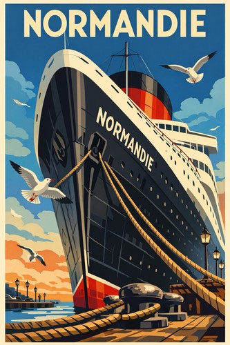 Affiche poster paquebot - affiche,