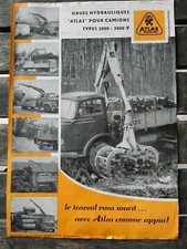 Prospectus Agricole & T.P GRUE HYDRAULIQUE "" ATLAS "" POUR CAMIONS 1960