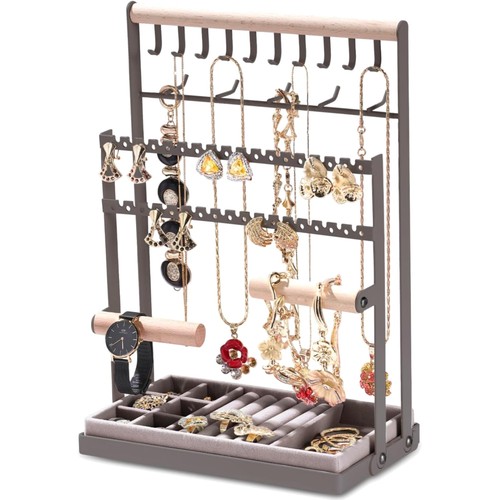 Présentoir bijoux bois métal - présentoir,