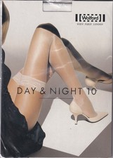 Bas jarretière WOLFORD DAY & NIGHT 10 coloris White. Taille M. Sheer stay-ups.