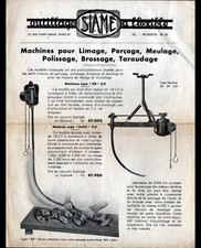 PARIS (XI°) MACHINES-OUTILS à meuler limer brosser polir "SIAME" Tract vers 1940