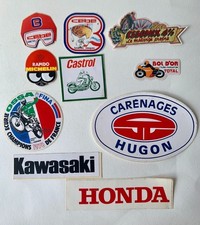10 Autocollants / Stickers - MOTO MICHELIN , HONDA, KAWASAKI, BOL D'OR, CASTROL