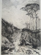 d. Léon PELOUSE (1838-1891) EAU FORTE PAYSAGE CERNAY VALLEE CHEVREUSE BARBIZON