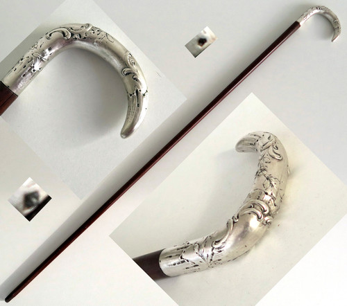 Canne pommeau argent - pommeau,