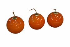 Lot de 9 suspensions boules design en opaline orange 1970's