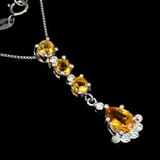 925 Argent Sterling Poire Citrine Jaune 8x6mm Simulé Zircone Collier