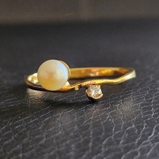 Bague perle véritable &