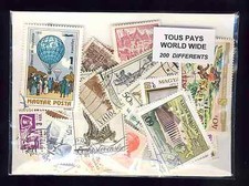 MONDE ENTIER 200 timbres différents oblitérés tous pays