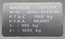 Plaque de Tare gravée