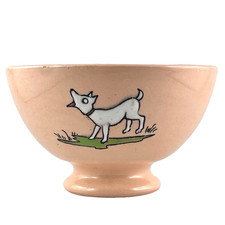 BOL Ancien "CHIEN & 3 OISEAUX"
