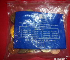 France : starter kit euros, 40 pièces 100 francs soit 15 euros 24, sachet intact