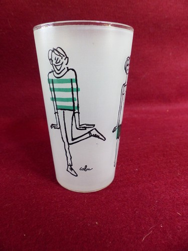 Verre signé cabu noir et - cabu, en