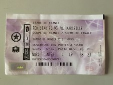 TICKET MATCH RED STAR 93 - MARSEILLE 32e FINALE COUPE DE FRANCE - 7 JANVIER 2012