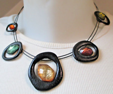 collier  IKITA couleur argent cristaux célestes multicolores bijou vintage 5618