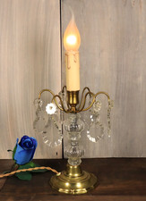 Antique French Gilt Bronze Brass Boudoir Table Lamp Crystals Beaded Beads c1920