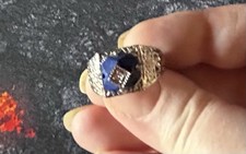 NEUVE MAGNIFIQUE BAGUE ARGENT SERTIE PIERRE BLEUE ET OUVRAGÉE T56 