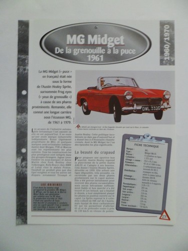 Carte fiche auto - carte, mg