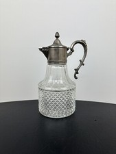 Décanteur Carafe Pichet Métal Argenté Et Verre Ancien 