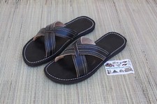 SANDALES CUIR NOIR - Homme & Femme Tressage Croisé Fait Main Confort Respirante