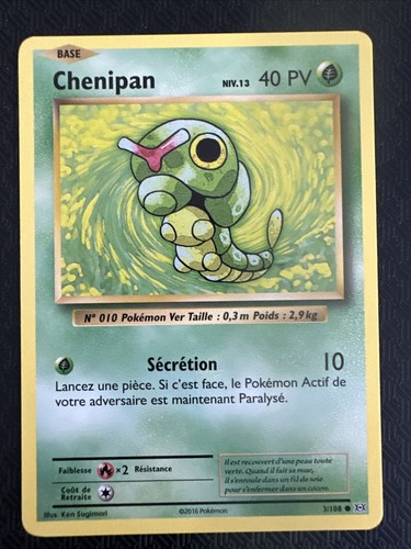 Carte pokémon chenipan - carte, 3/108