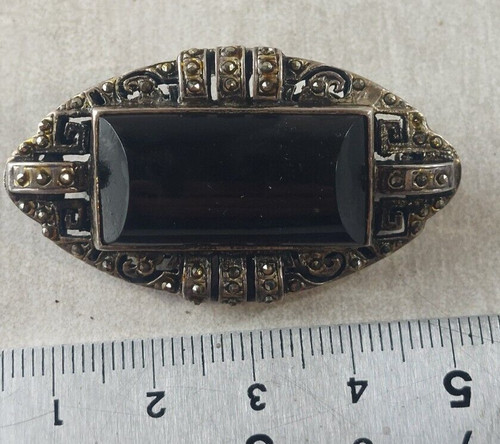 Ancienne broche décor onyx - broche,,
