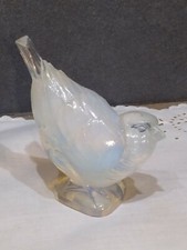 OISEAU Moineau en  Verre Opalescent Anisé signé   FERJAC france  Art Déco Ancien