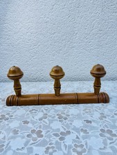 Porte-manteaux Mural Ancien en Bois Tourné 3 Patères Vintage – Longueur 34 cm