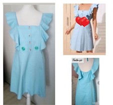 Robe Été A Volants Bleu Femme Taille 40 , L ?