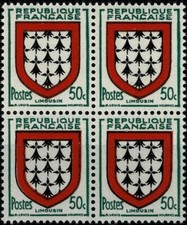 FRANCE 1951 Bloc X4 ARMOIRIES