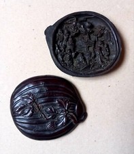 Boite Chinoise Dynastie QING 19s avec Miniatures en Bois Durci Sculpté chien Foo