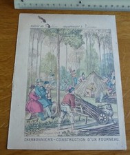 Ancien Protège-cahier Couverture "CHARBONNIERS - CONSTRUCTION D'UN FOURNEAU"