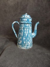 Vintage French Sky Blue Enamel Coffee Pot old antique caffè кофе percolator