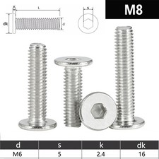 Vis M8 tête hexagonale plate
