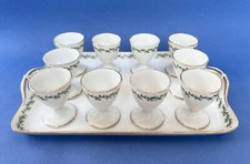 Service à oeuf 1900 porclaine de Limoges Martin Charles, coquetiers + plateau